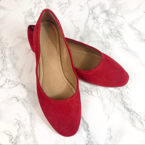 Madewell Shoes - Madewell Reid Ballet Flat Red Suede 8